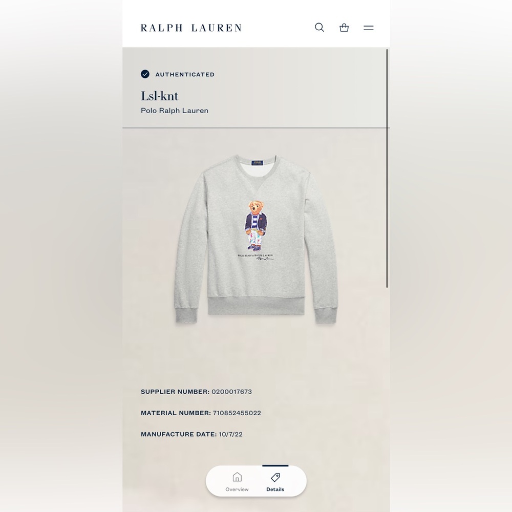 Authentic Polo Ralph Lauren Lsl-knt